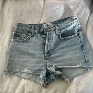 Agolde Distressed Light Blue Jean Shorts
